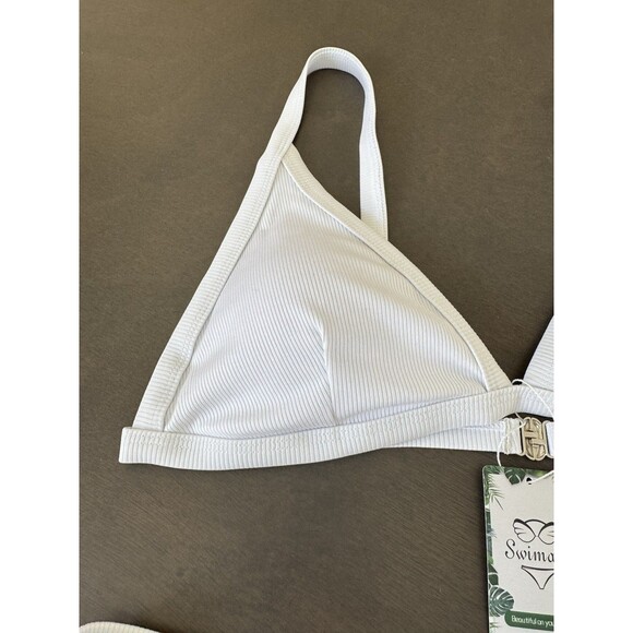 Swimall Triangle Bikini Set Brazilian Sporty Two Piece Swimsuit white XLARGE - Picture 10 of 16